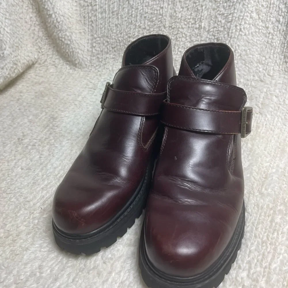 Skechers Men's Dark Burgundy Leather ankle Boots SZ11